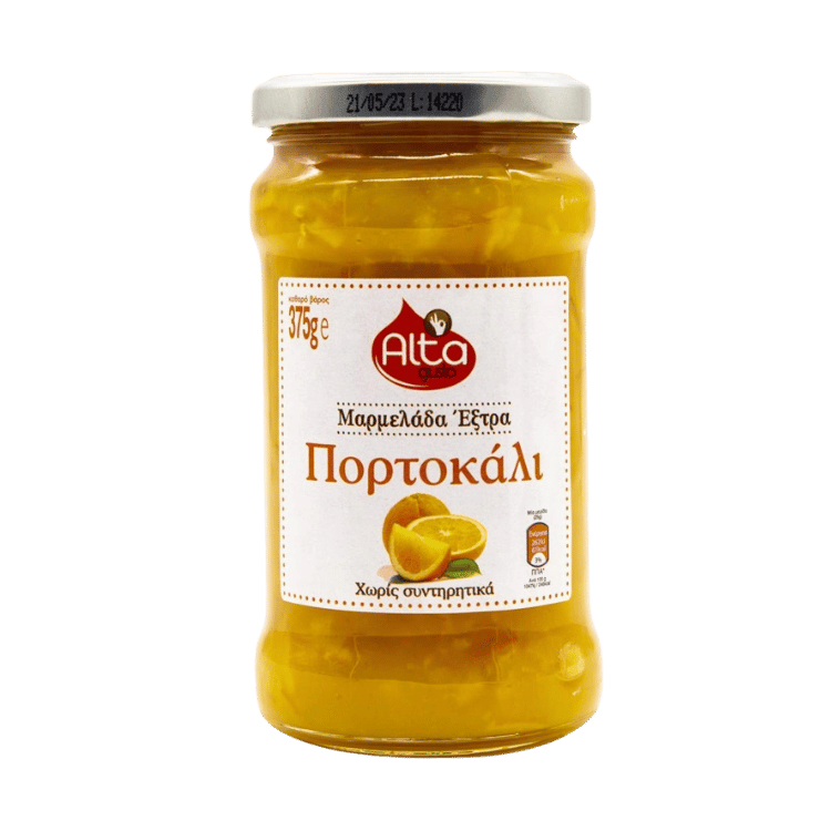 Marmelade Extra Orangen (375g) Alta Gusto von Alta Gusto bei Araxxon  - Hochwertiges griechisches Produkt.   Marmelade Extra Orangen (375g) Alta Gusto από Alta Gusto στο Araxxon  - Αυθεντικό ελληνικό προϊόν.